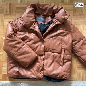 Faux leather puffer jacket